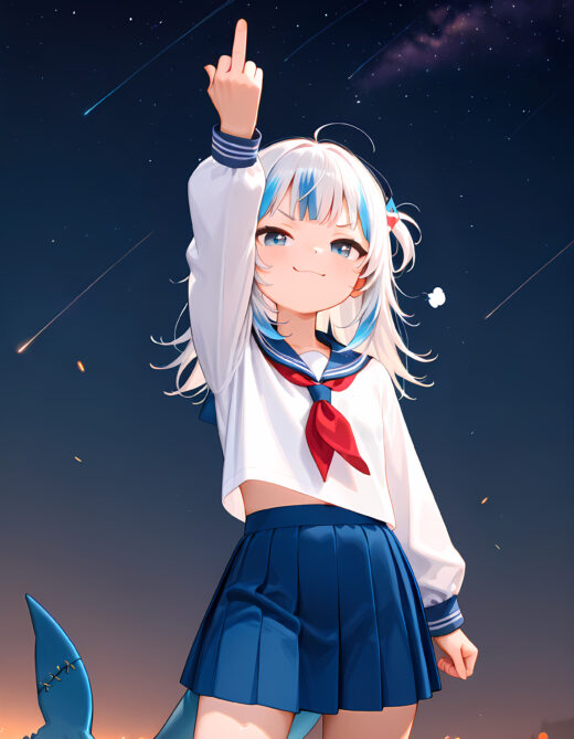 Gawr Gura Fuck You middle finger