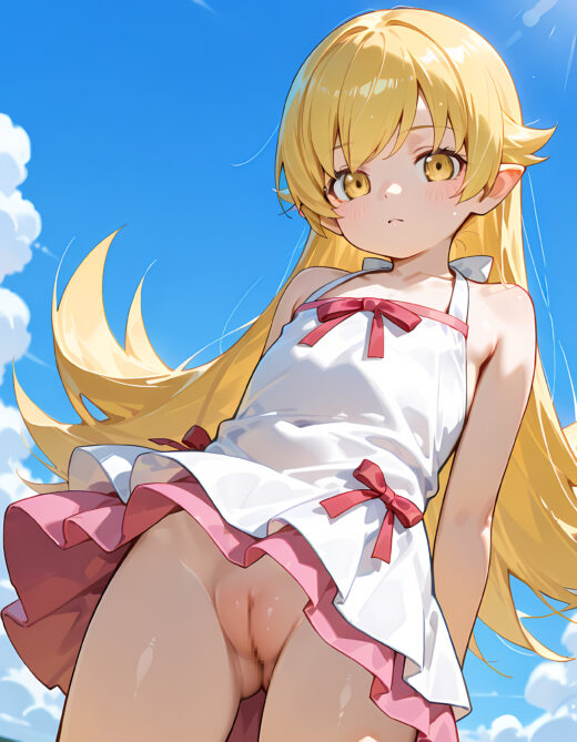 Oshino Shinobu Upskirt Pussy