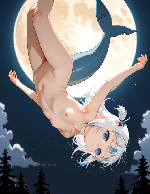 Gawr Gura Fly me to the moon naked nipple