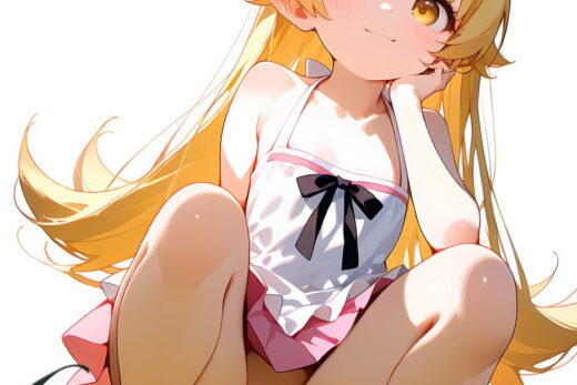 Oshino Shinobu Crouching pussy